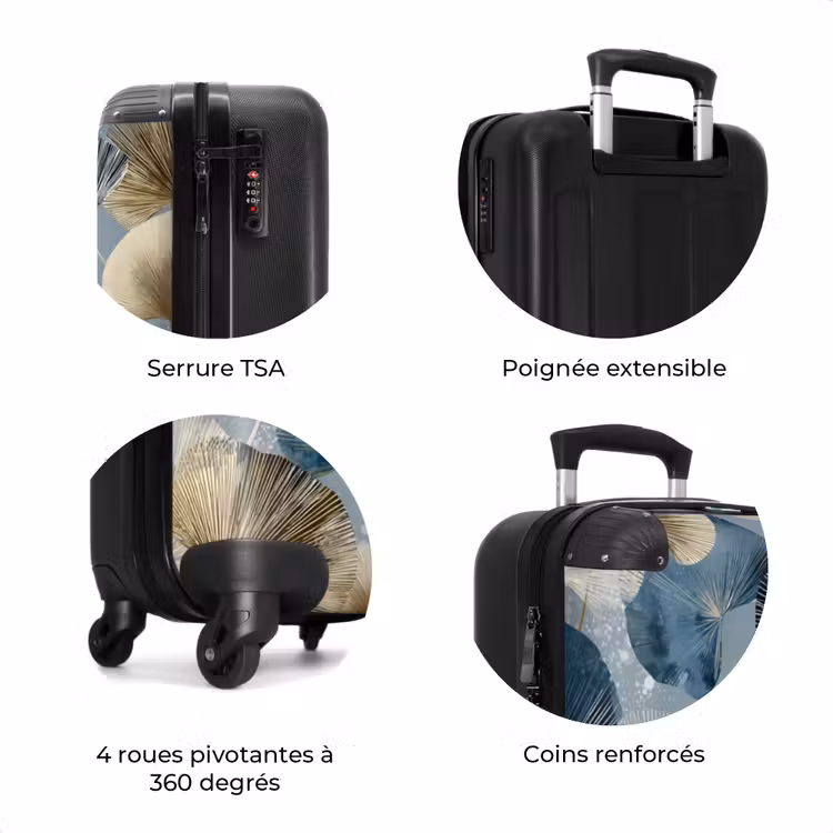Valise - Feuilles - Abstrait - Or - Bleu — 8