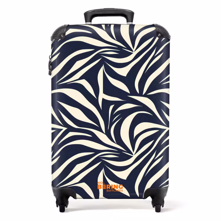Valise - Feuilles - Bleu - Motif - Blanc — 1