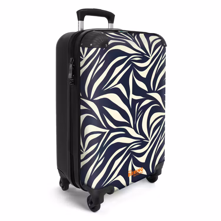 Valise - Feuilles - Bleu - Motif - Blanc — 2