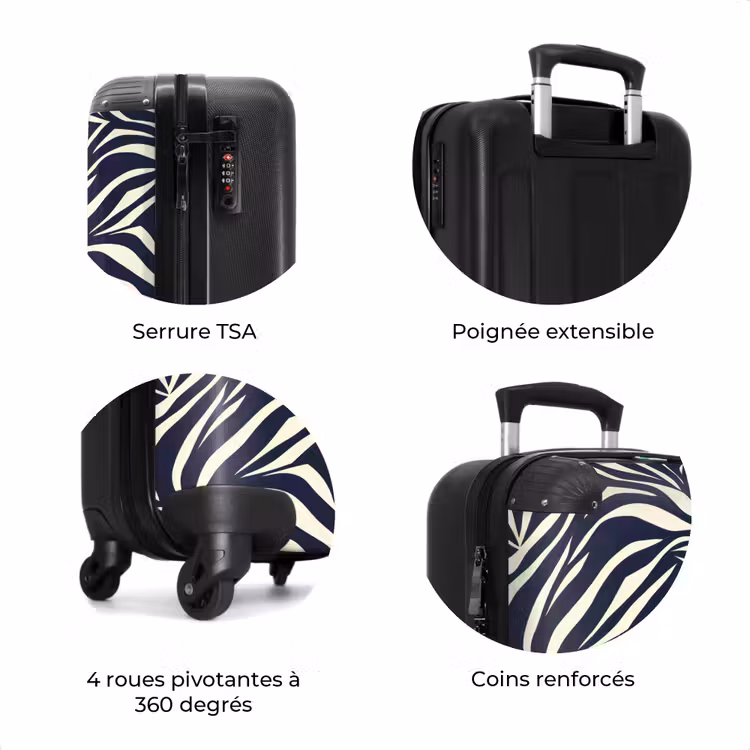 Valise - Feuilles - Bleu - Motif - Blanc — 8
