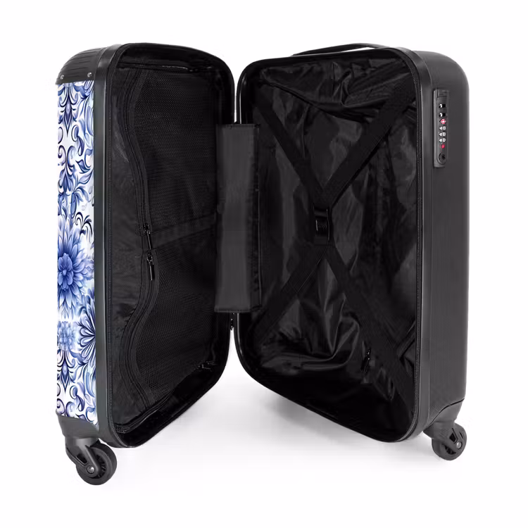 Valise - Fleurs - Bleu - Motif - Blanc — 5