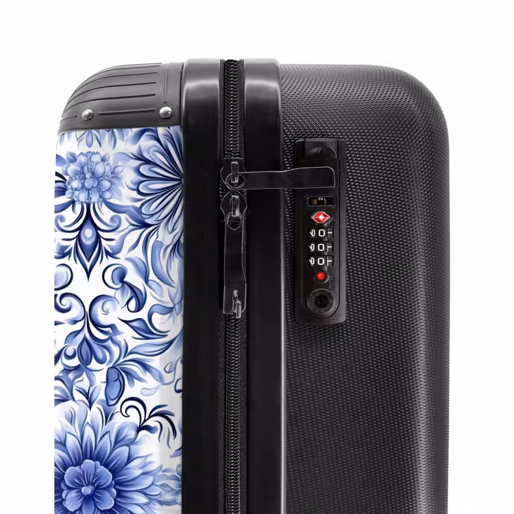 Valise - Fleurs - Bleu - Motif - Blanc — 6