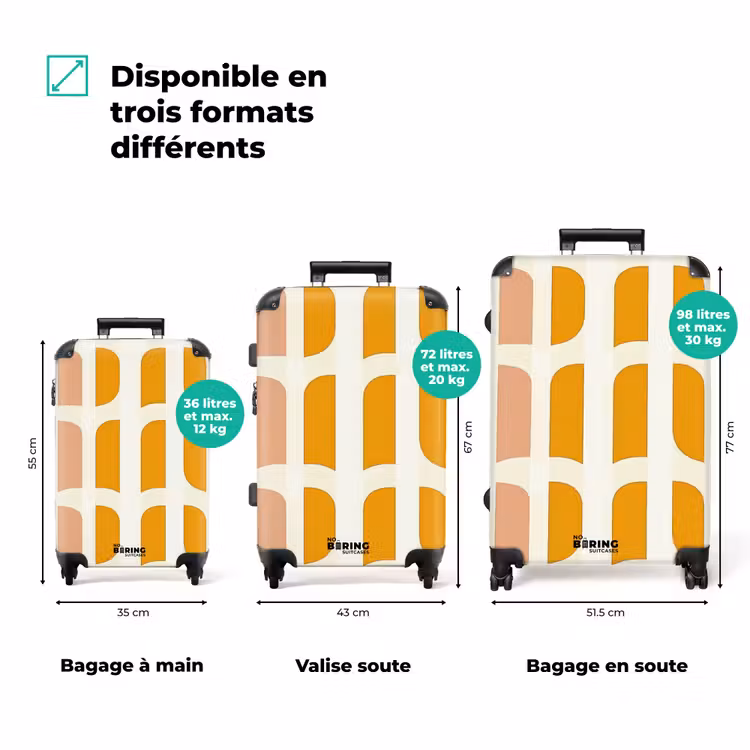 Valise - Géométrique - Motif - Jaune - Rose — 3