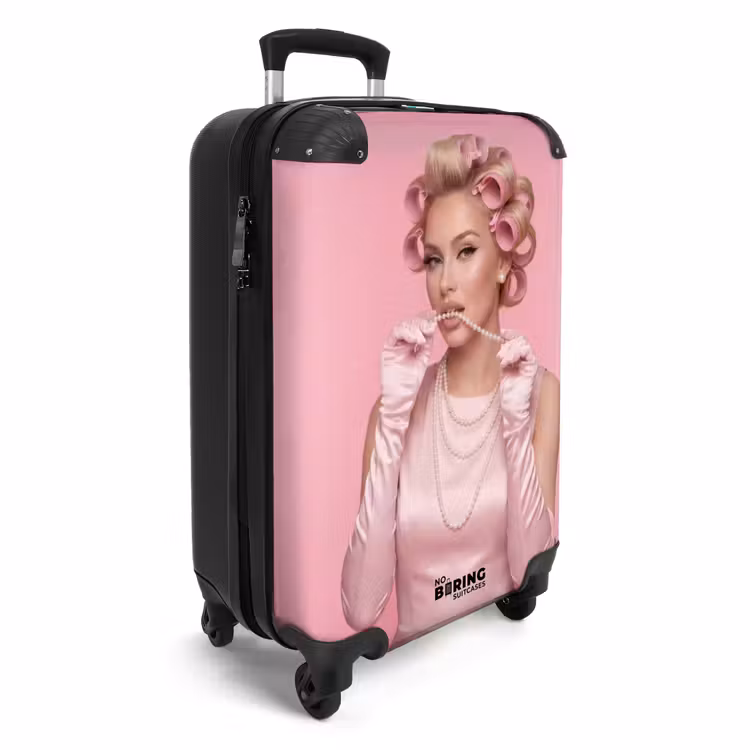Valise - Femme - Rose - Collier de perles - bigoudis — 2