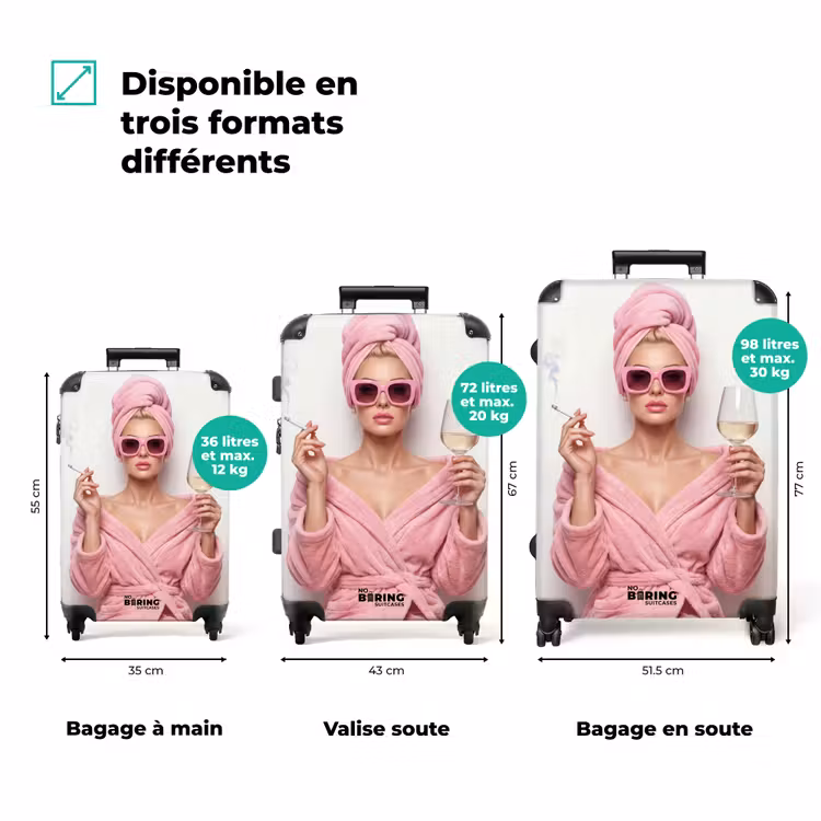 Valise - Femme - Rose - Vin - Lunettes de soleil — 3