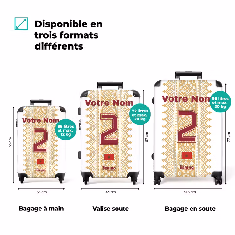 Valise avec nom - Maillot extérieur du Maroc — 3