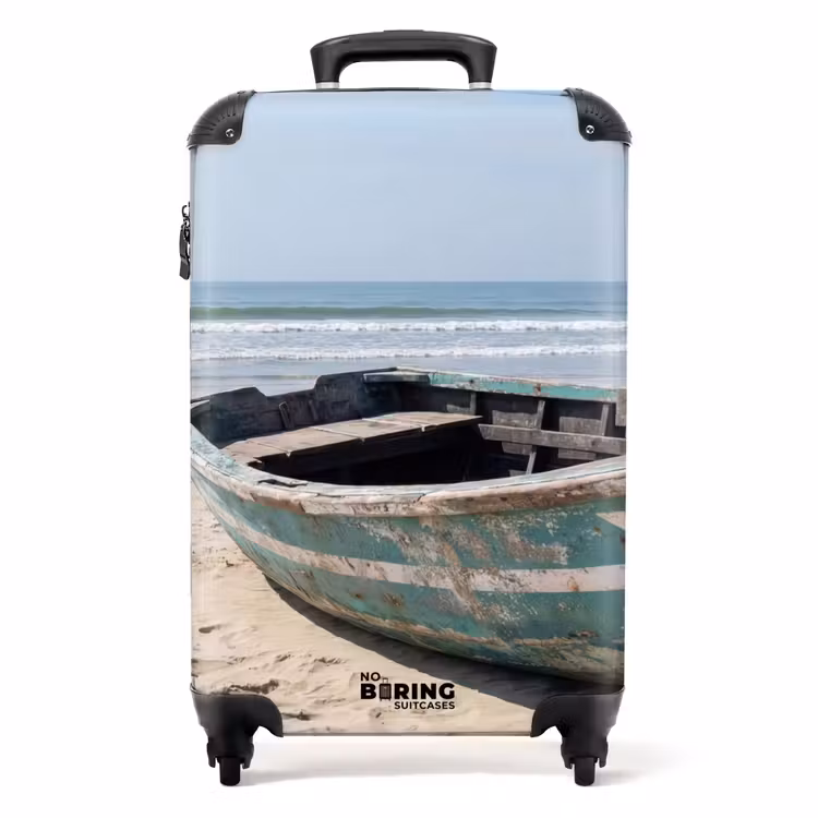 Valise - Bateau - Plage de sable - Mer — 1
