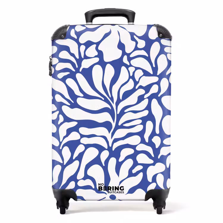Valise - Abstrait - Motif floral bleu/blanc — 1
