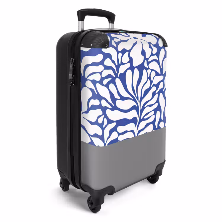 Valise - Abstrait - Motif floral bleu/blanc — 2