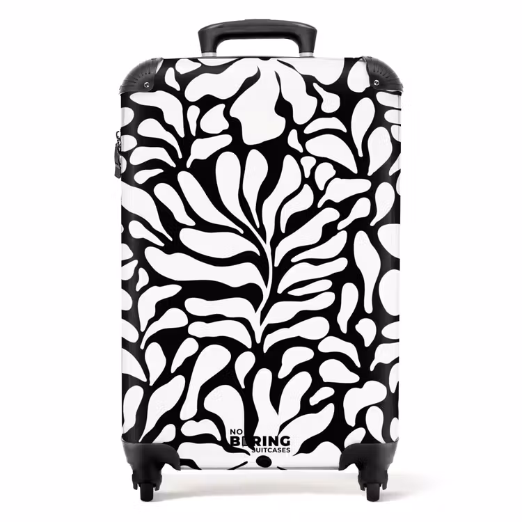 Valise - Abstrait - Motif floral noir et blanc — 1