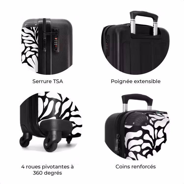 Valise - Abstrait - Motif floral noir et blanc — 8