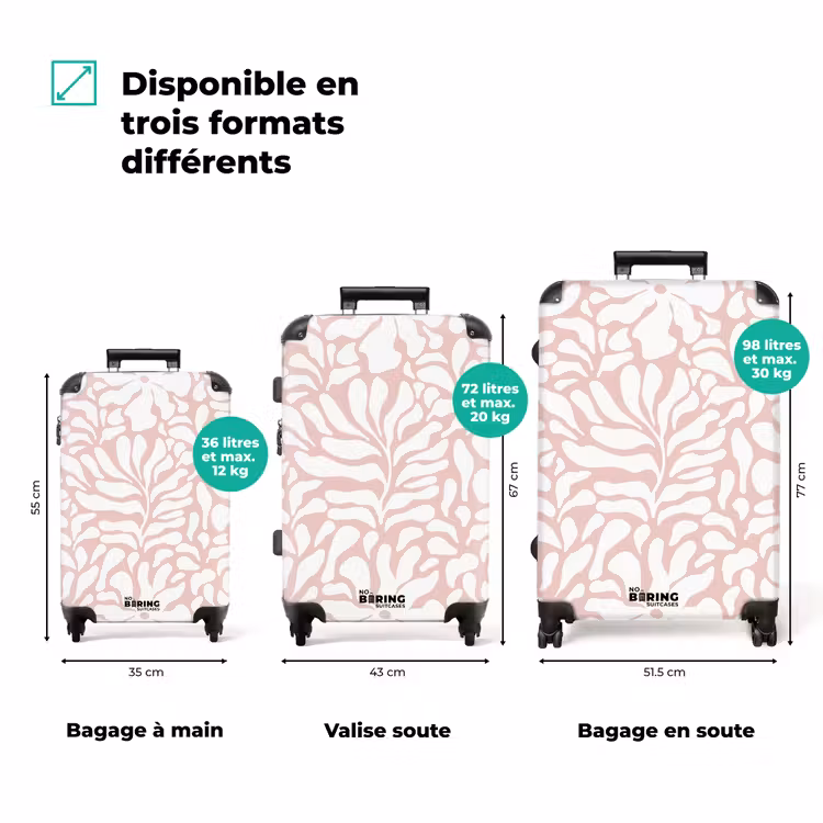 Valise - Abstrait - Motif floral rose/blanc — 3