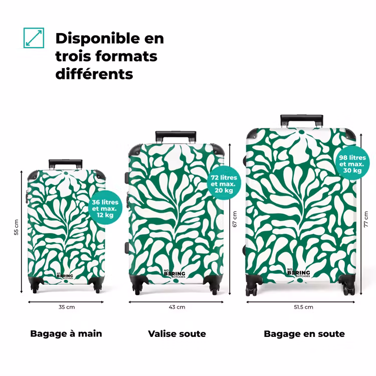 Valise - Abstrait - Motif floral vert/blanc — 3