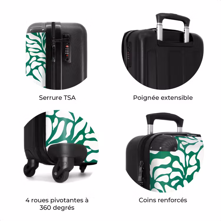 Valise - Abstrait - Motif floral vert/blanc — 8