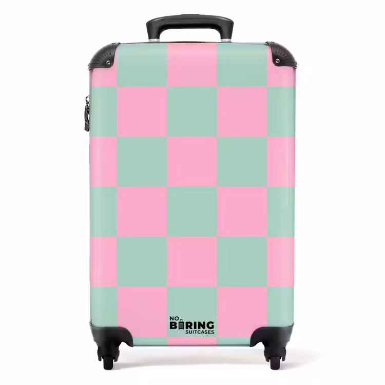 Valise - Carrés - rose/bleu menthe — 1