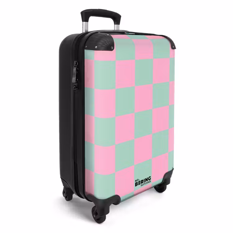 Valise - Carrés - rose/bleu menthe — 2