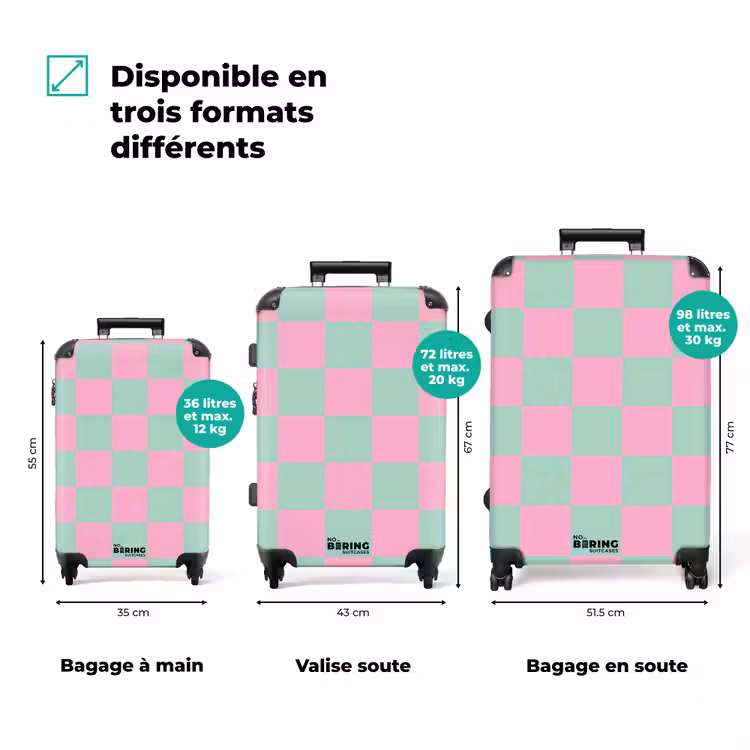 Valise - Carrés - rose/bleu menthe — 3