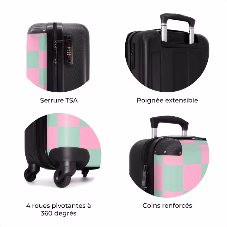 Valise - Carrés - rose/bleu menthe — 8