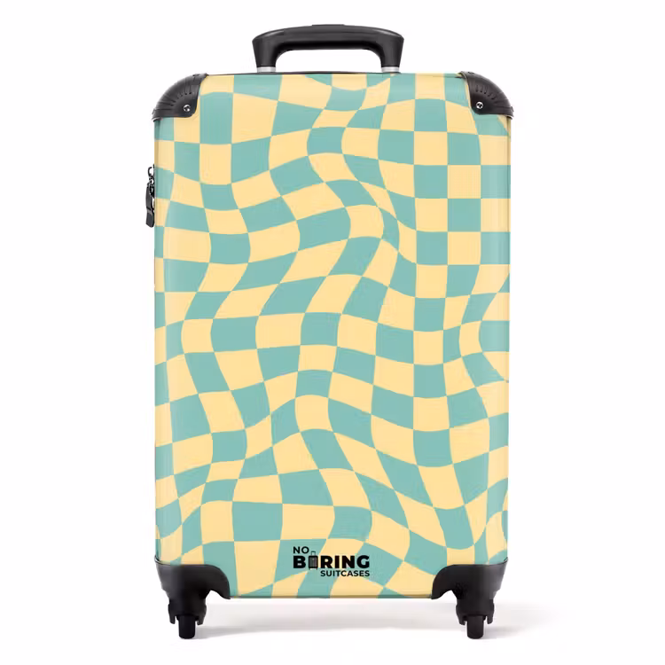 Valise - Carrés - Vagues vertes/jaunes — 1