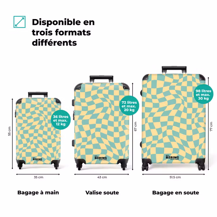 Valise - Carrés - Vagues vertes/jaunes — 3