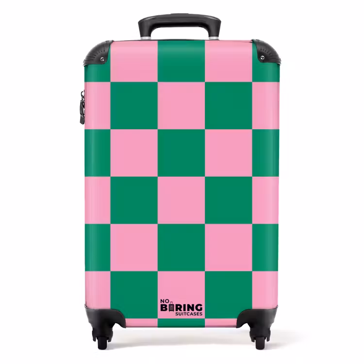 Valise - Carrés - Vert/rose — 1