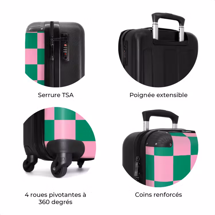 Valise - Carrés - Vert/rose — 8