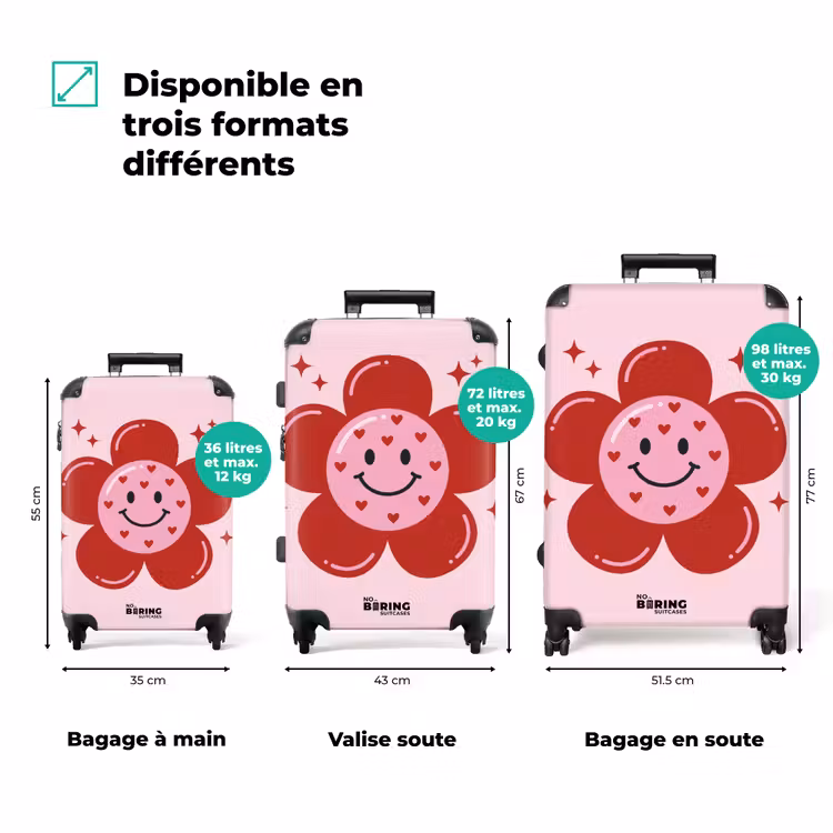 Valise - Fleur - Rose - Coeurs — 3