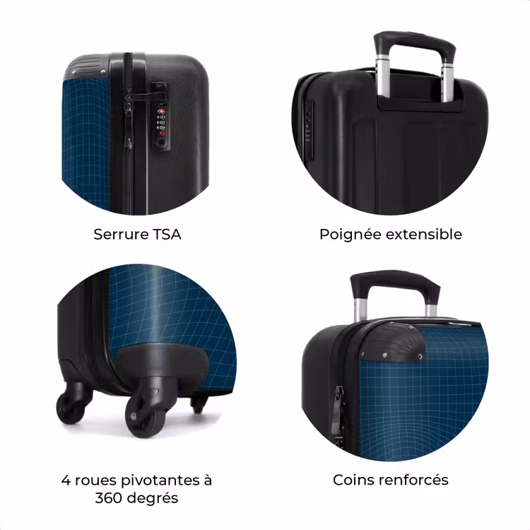 Valise - Abstrait - Motif de grille bleu foncé — 8