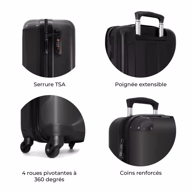 Valise - Abstrait - Motif de vagues en noir et blanc — 8