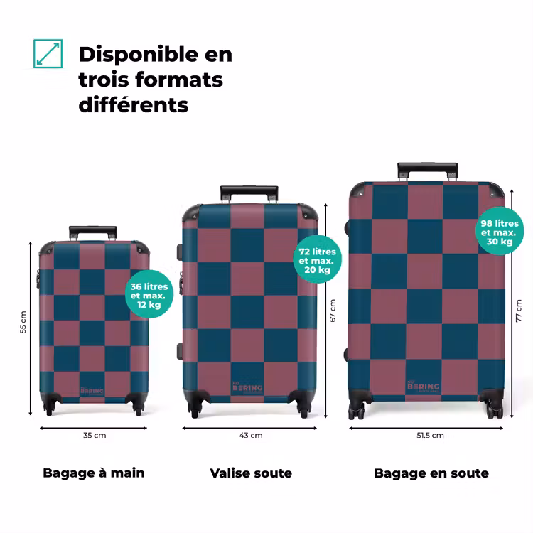 Valise - Carrés - Bleu/Rouge — 3