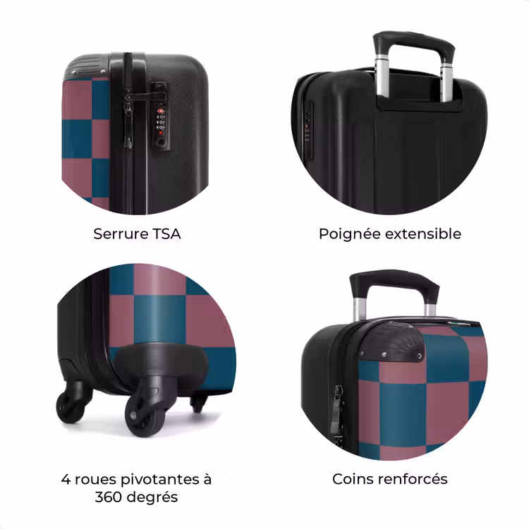 Valise - Carrés - Bleu/Rouge — 8