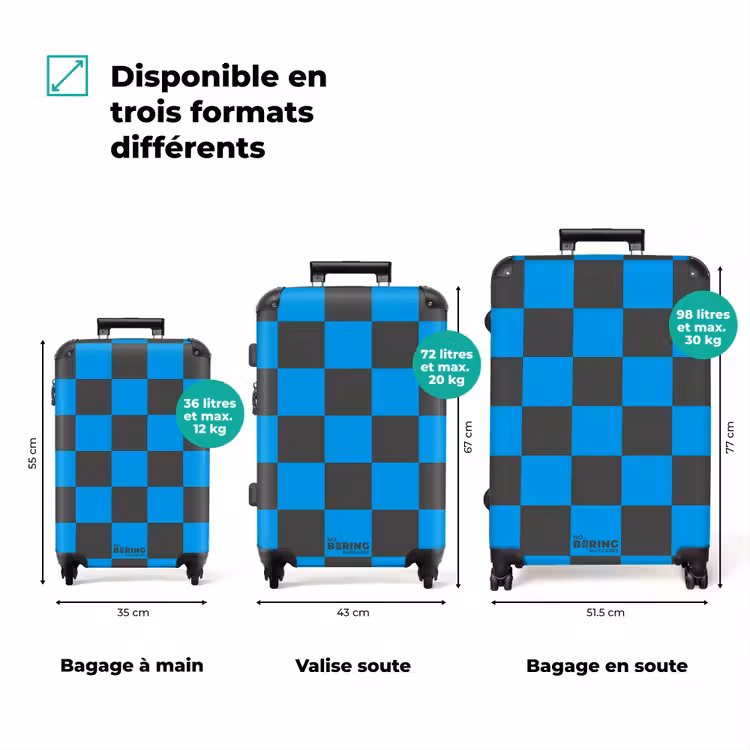 Valise - Carrés - Noir/Bleu — 3