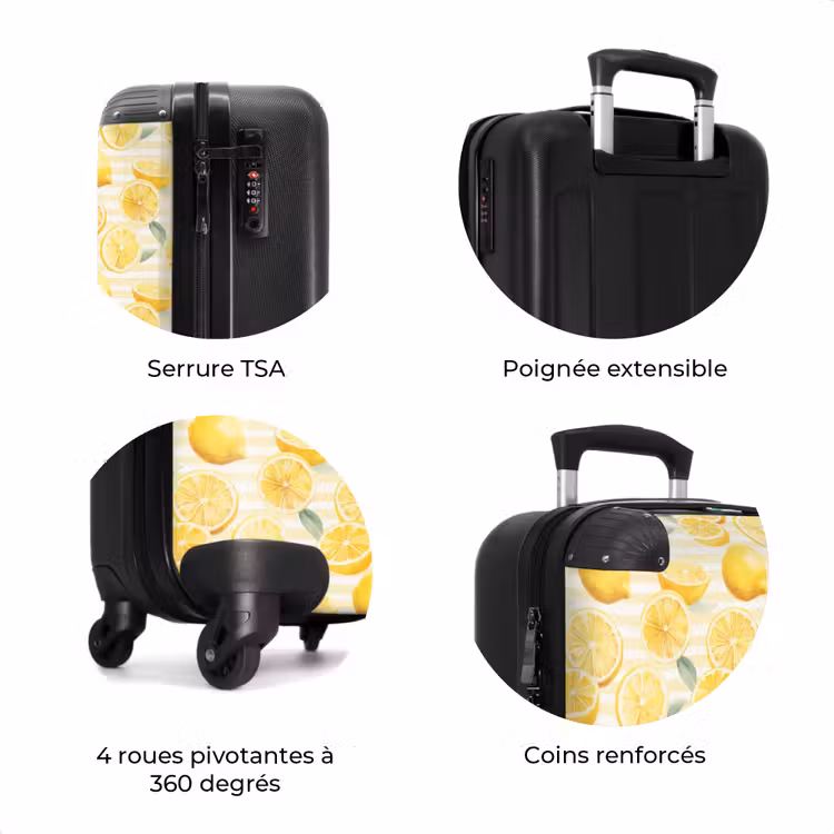Valise - Citron avec motif à rayures jaune — 8