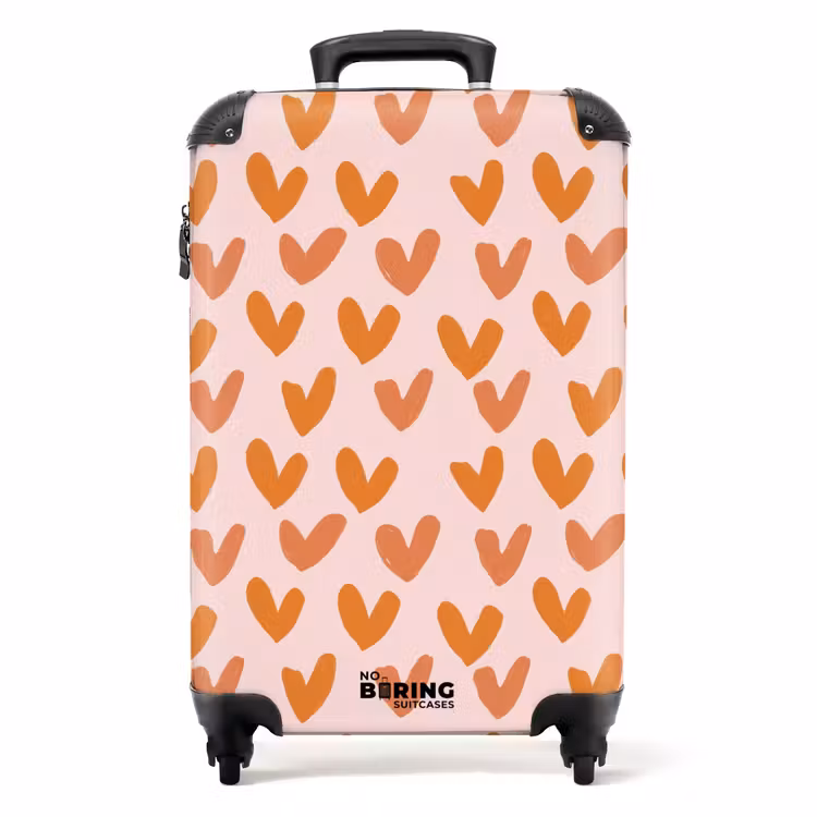 Valise avec nom - Coeurs - Signé - Orange — 1