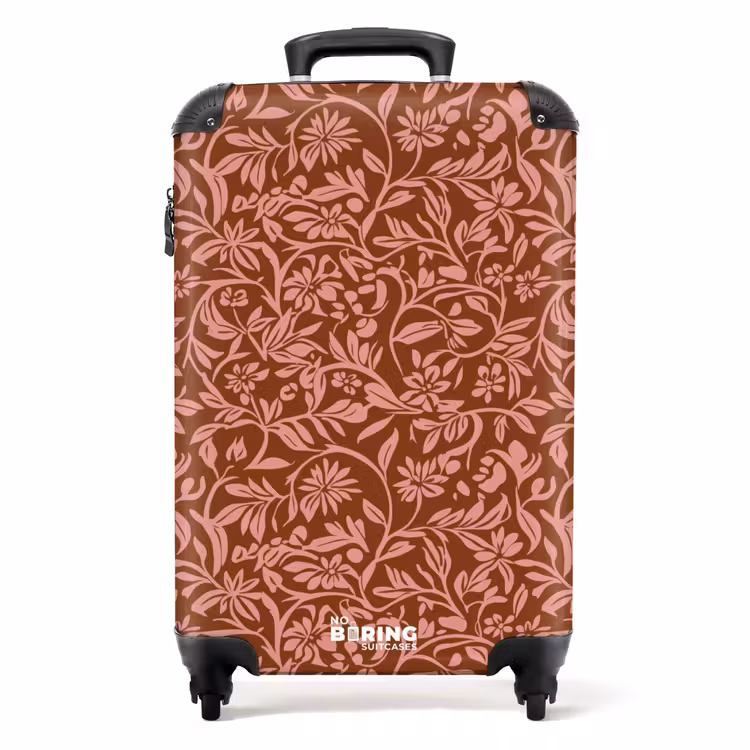 Valise avec nom - Fleurs - Impression - Rose — 1