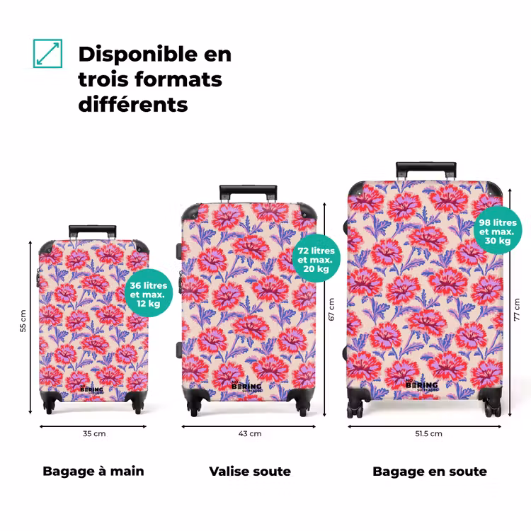Valise avec nom - Fleurs - Motif - Multicolore — 3