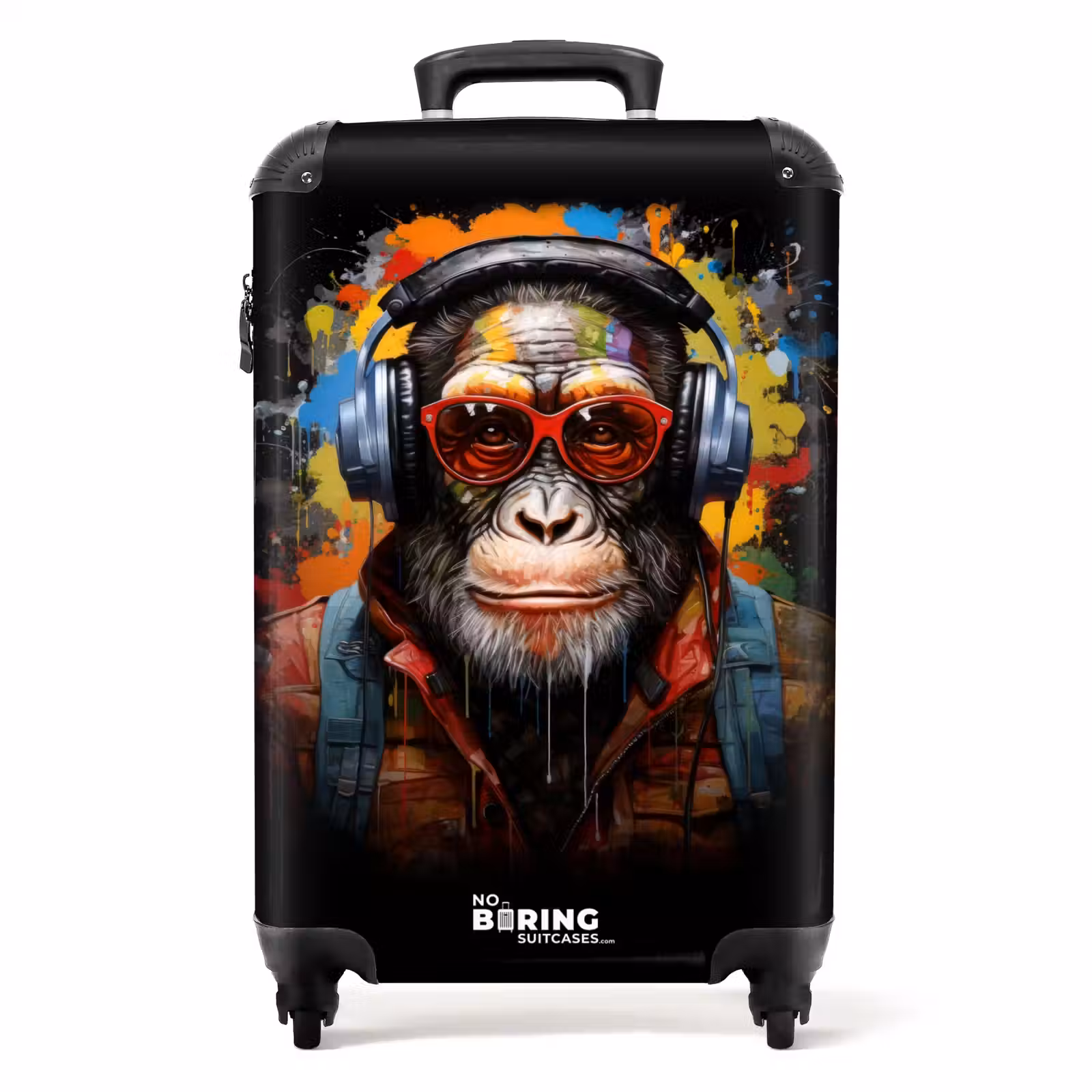 Valise - Chimpanzé avec des écouteurs et un spray anti-graffiti — 1