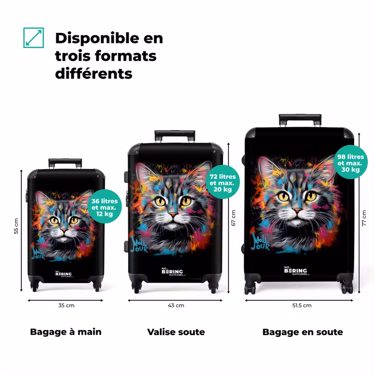 Valise - Chat avec des coups de pinceau colorés — 3