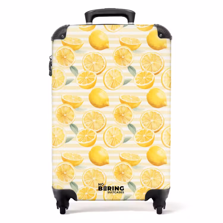 Valise - Citron avec motif à rayures jaune — 1