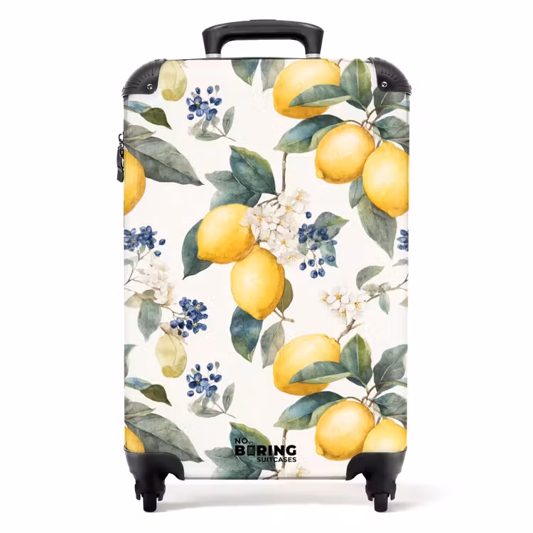Valise - Citron avec motif de fleurs — 1