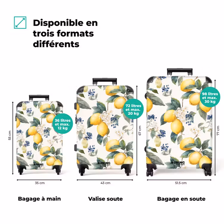 Valise - Citron avec motif de fleurs — 3