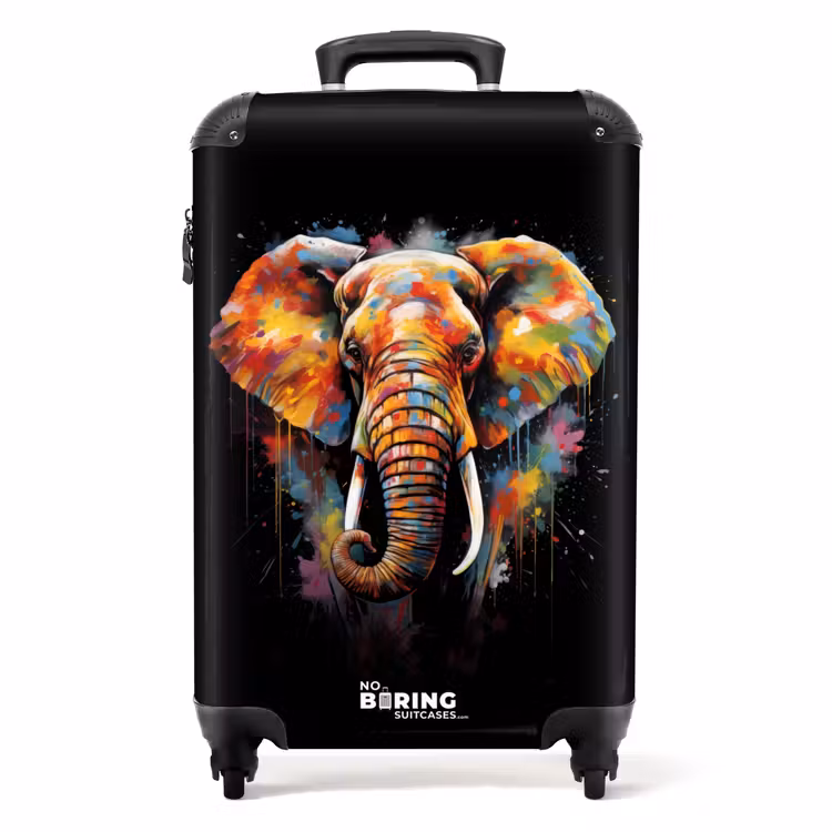 Valise - Éléphant décoré d'éclaboussures colorées — 1