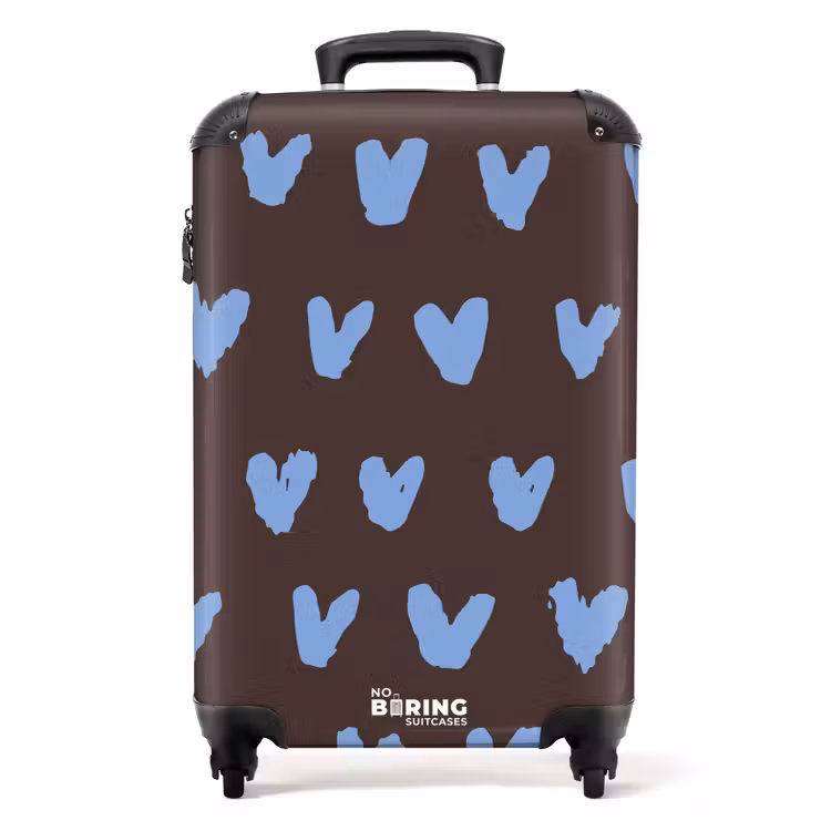 Valise - Fond brun foncé avec des formes en forme de cœur — 1