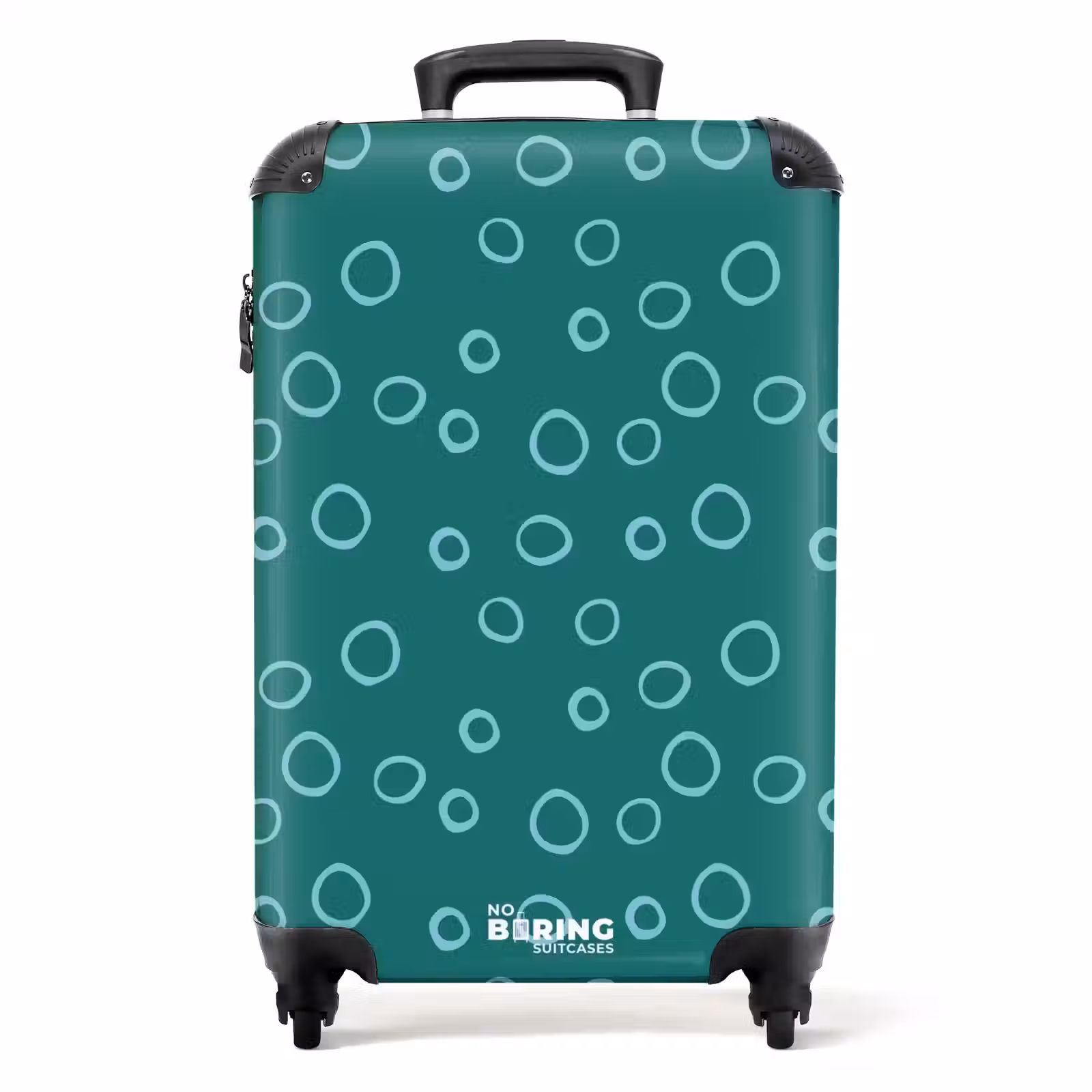 Valise - Cercles bleu clair sur fond vert foncé — 1