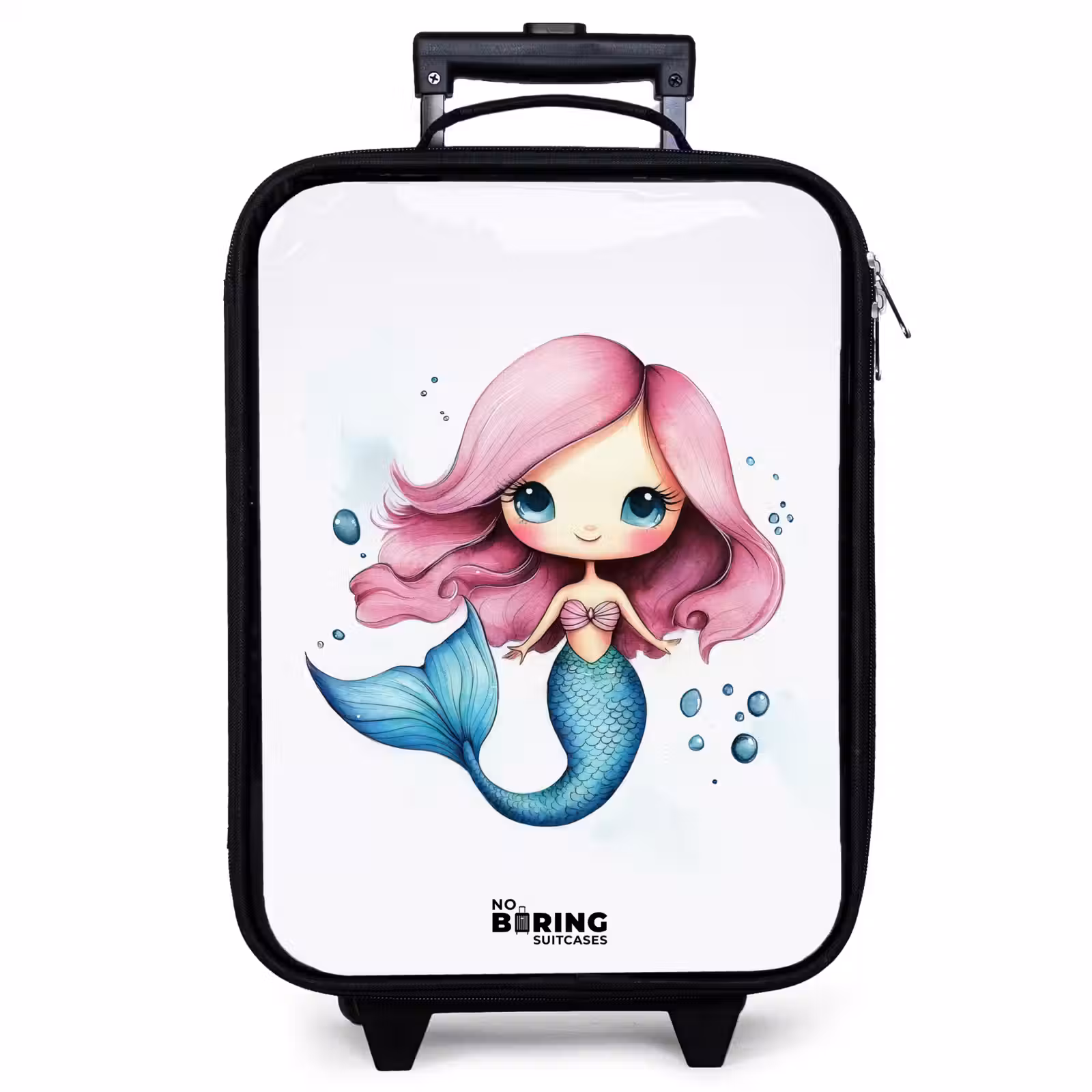 Valise enfant - Sirène aux cheveux roses et à la queue bleue entre des bulles — 1