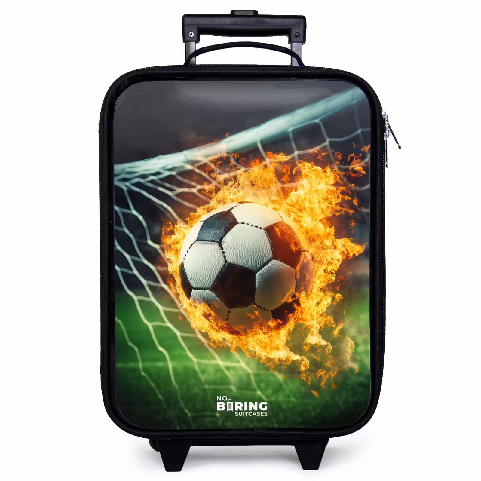 Valise enfant - Un ballon de football en feu capturé dans un filet de but — 1