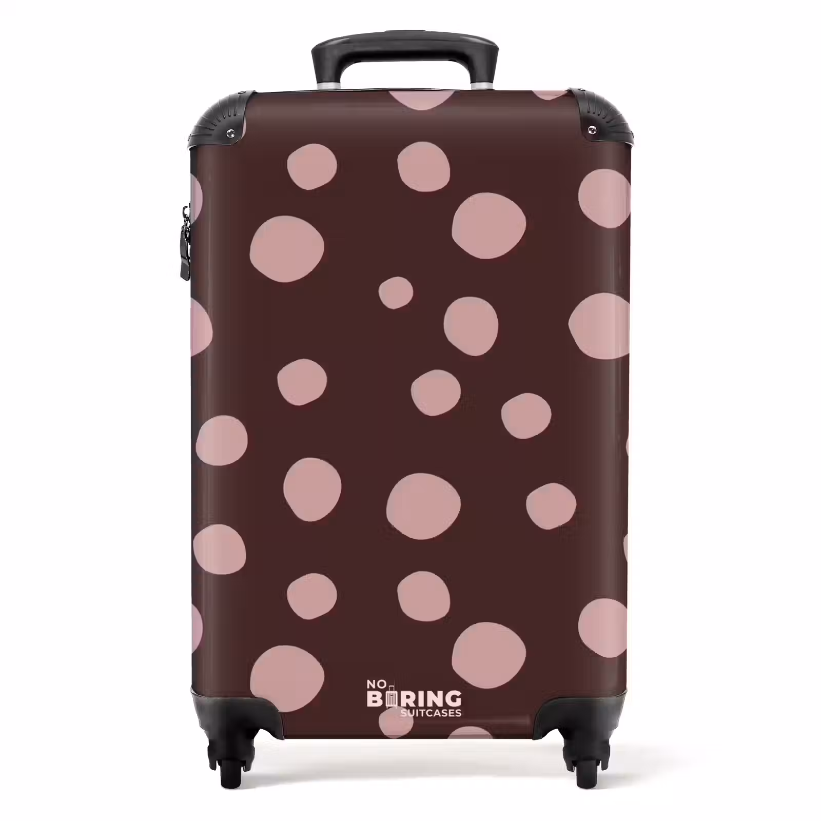 Valise - Fond brun foncé avec des points roses — 1