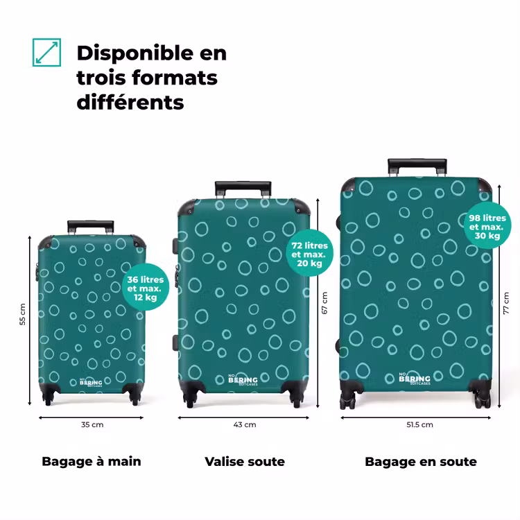 Valise - Cercles bleu clair sur fond vert foncé — 3