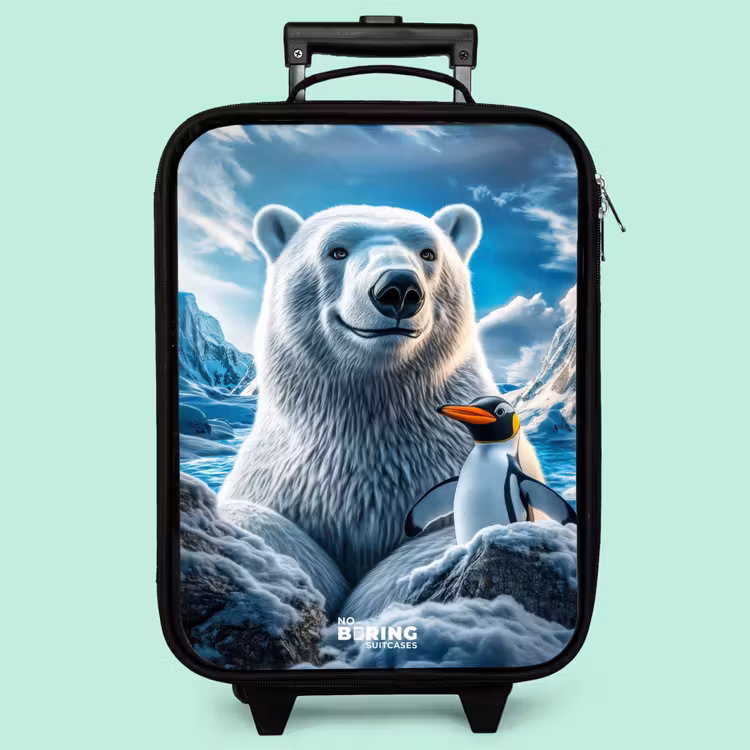 Valise enfant - Ours polaire et pingouin dans un paysage de montagne enneigée — 3