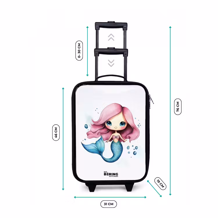 Valise enfant - Sirène aux cheveux roses et à la queue bleue entre des bulles — 7